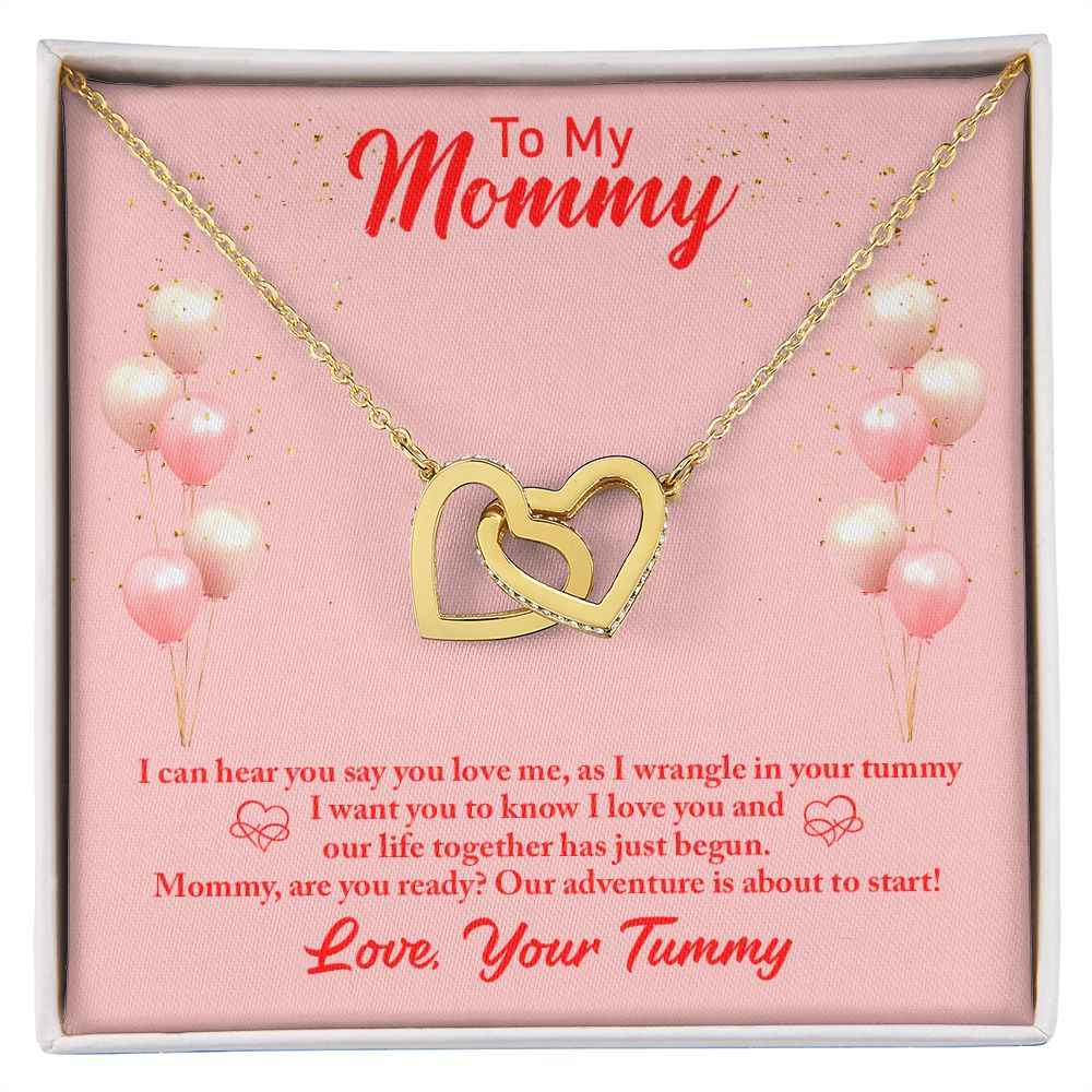 To my mommy-I can hear you Interlocking Hearts Necklace