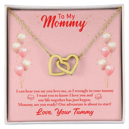 To my mommy-I can hear you Interlocking Hearts Necklace