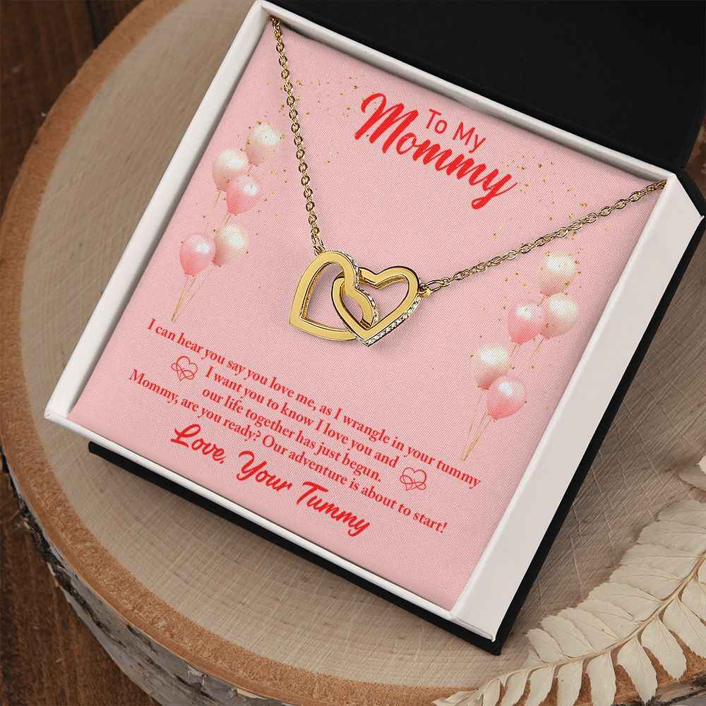 To my mommy-I can hear you Interlocking Hearts Necklace