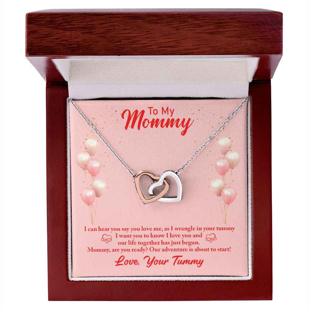 To my mommy-I can hear you Interlocking Hearts Necklace