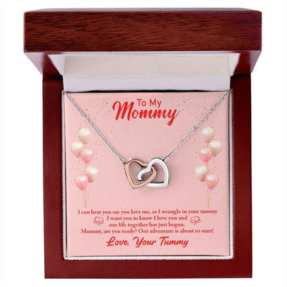 To my mommy-I can hear you Interlocking Hearts Necklace
