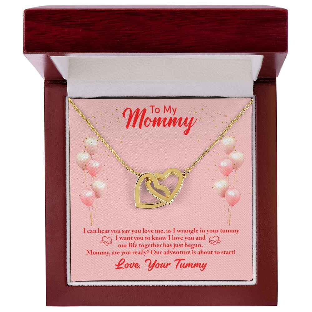 To my mommy-I can hear you Interlocking Hearts Necklace