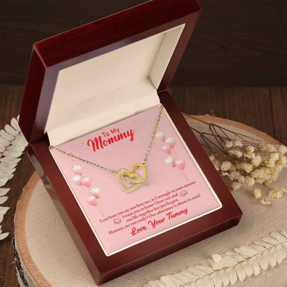 To my mommy-I can hear you Interlocking Hearts Necklace