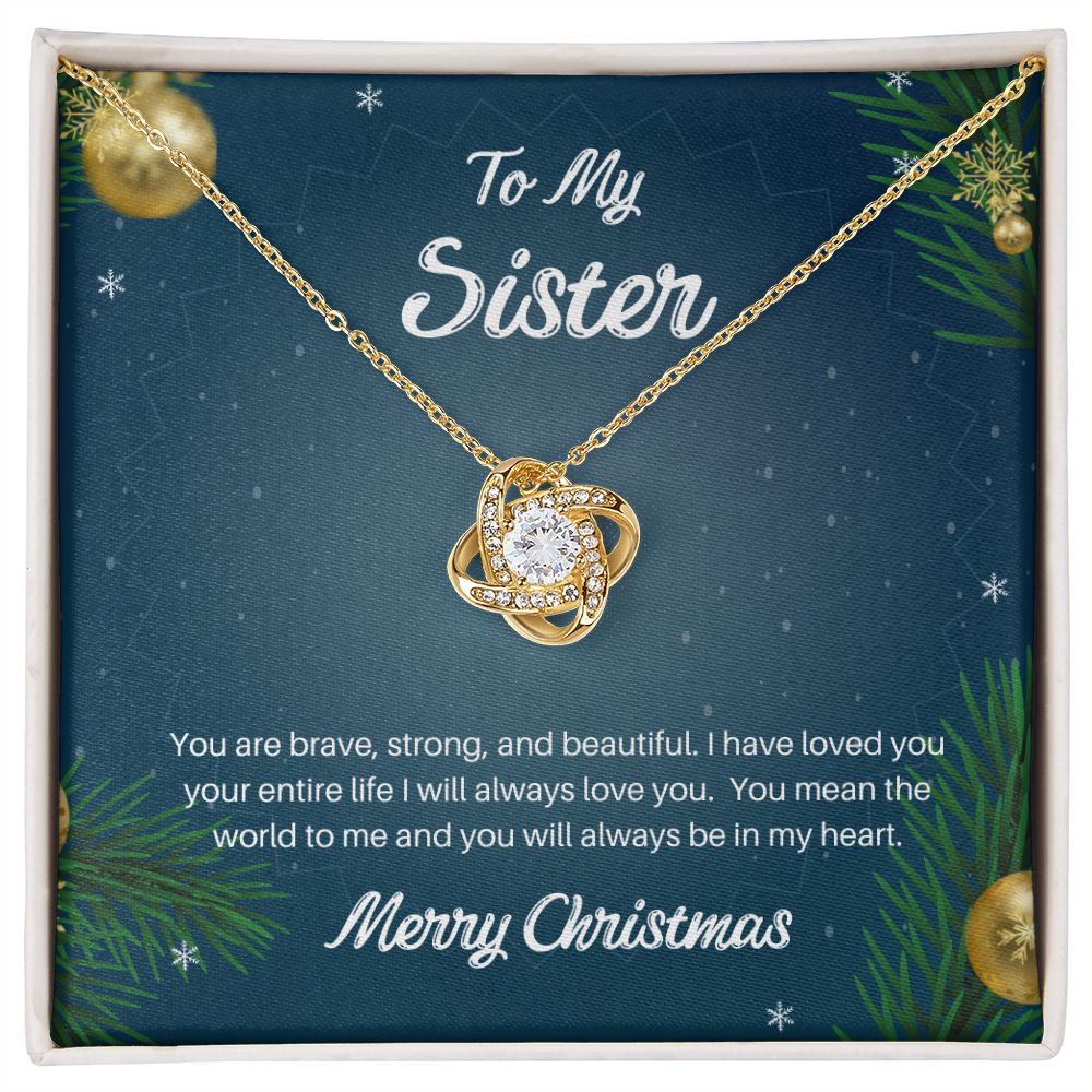 To my sister you are brave Love Knot Necklace - StarShineBox -