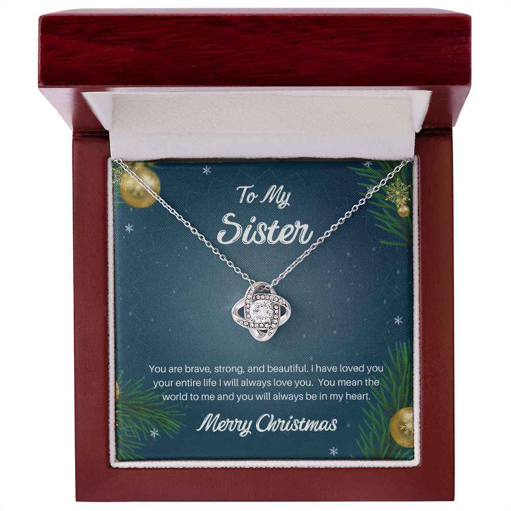 To my sister you are brave Love Knot Necklace