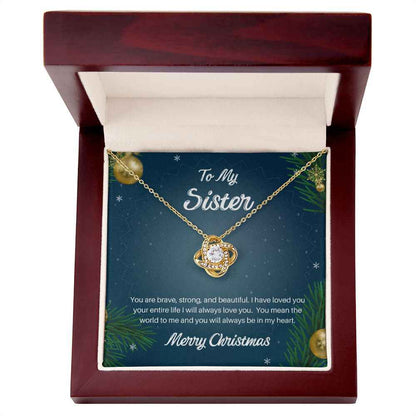 To my sister you are brave Love Knot Necklace