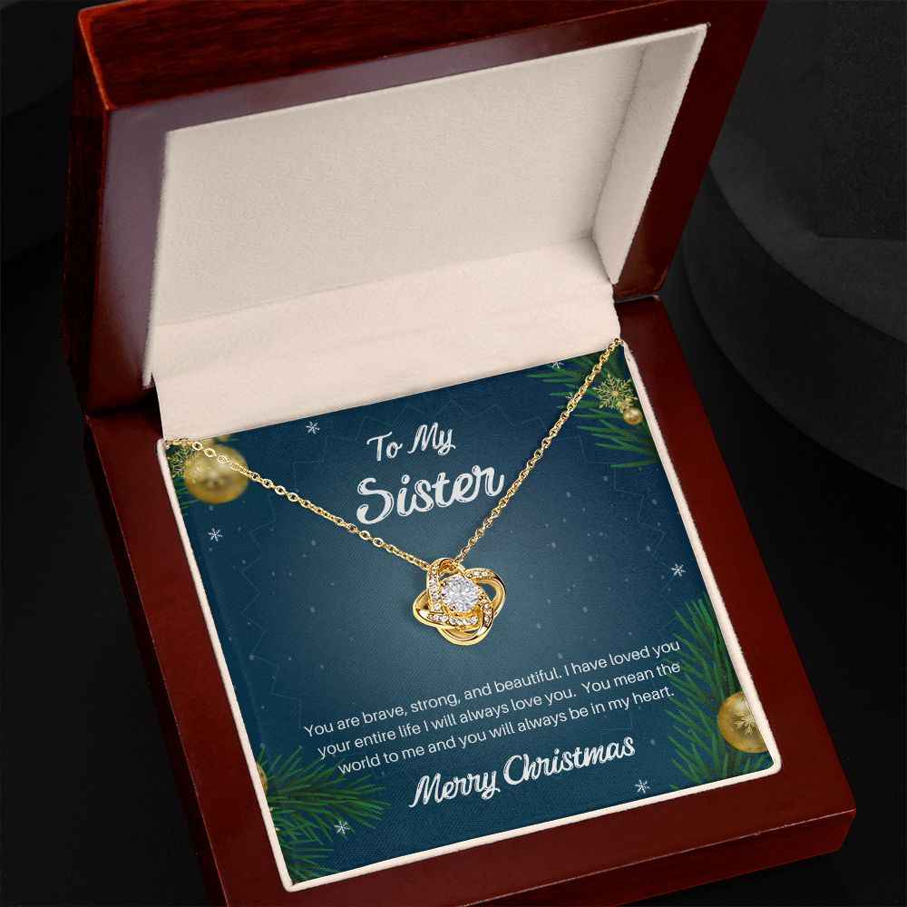 To my sister you are brave Love Knot Necklace