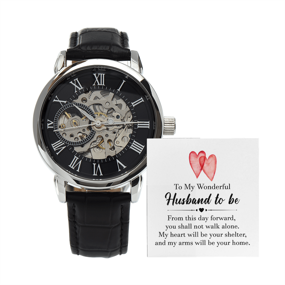 To my wonderful husband to be Men's Openwork Watch With Mahogany Box - StarShineBox -