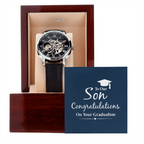 To our son- congratulations on your graduation Men's Openwork Watch With Mahogany Box - StarShineBox -