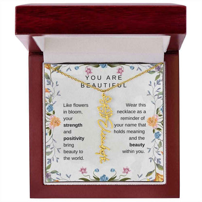 You Are Beautiful, Like flowers in bloom Birth Flower Name Necklace