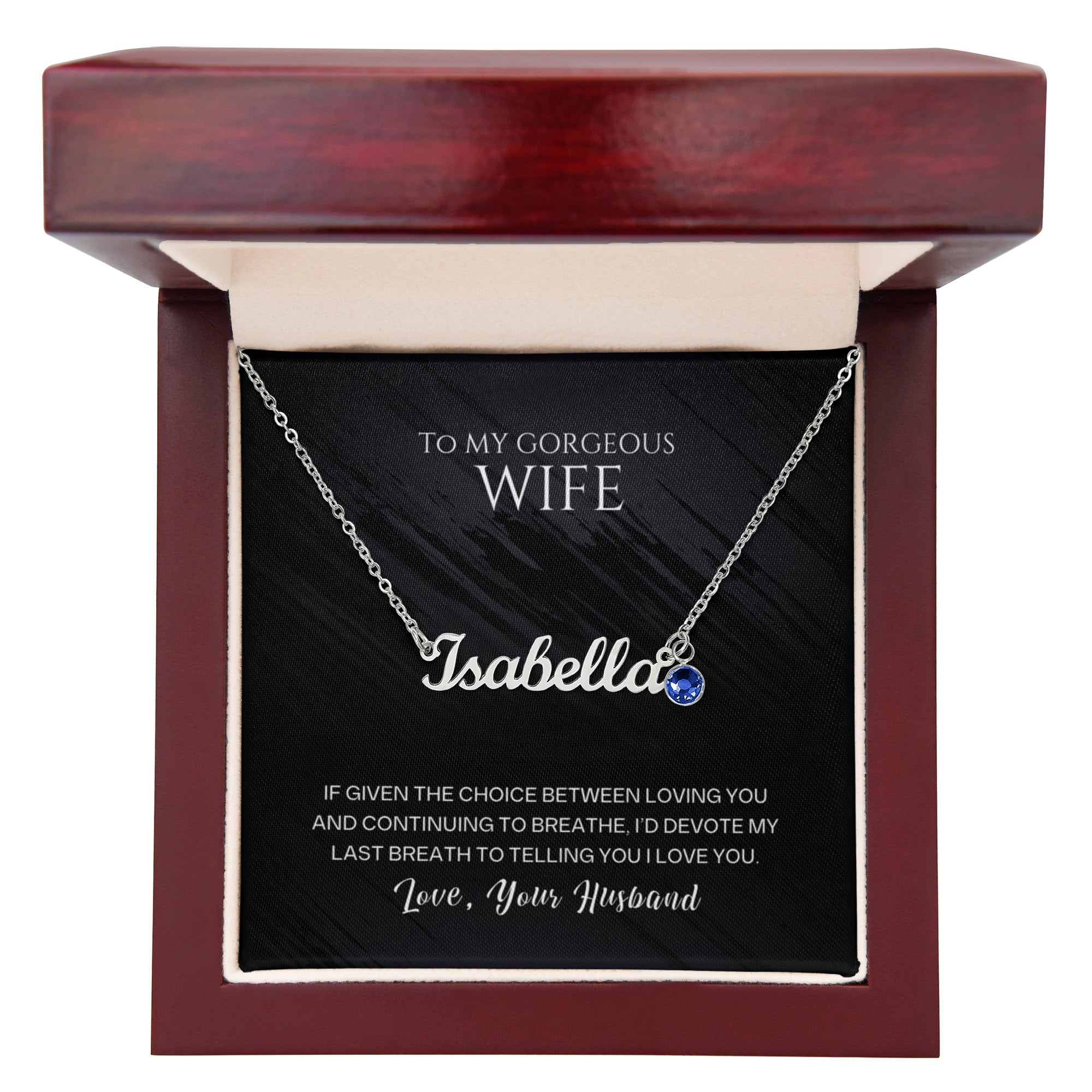 To My Gorgeous Wife - Birthstone Name Necklace