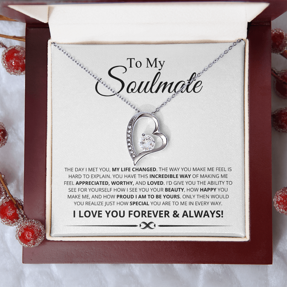 To My Soulmate, The Day I Met You My Life Changed Forever Love Necklace