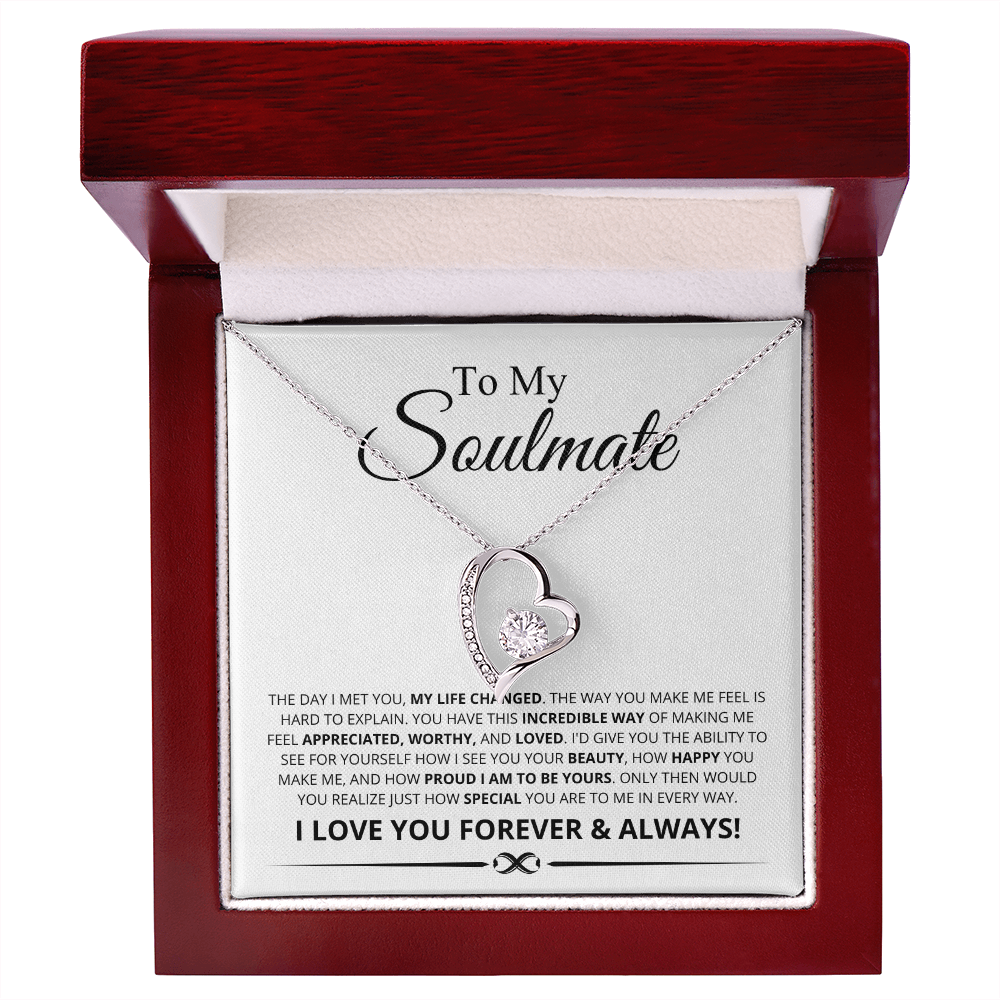 To My Soulmate, The Day I Met You My Life Changed Forever Love Necklace