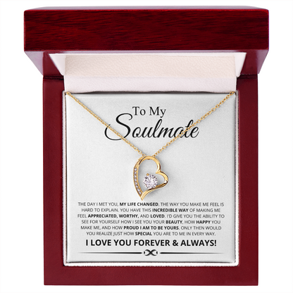 To My Soulmate, The Day I Met You My Life Changed Forever Love Necklace