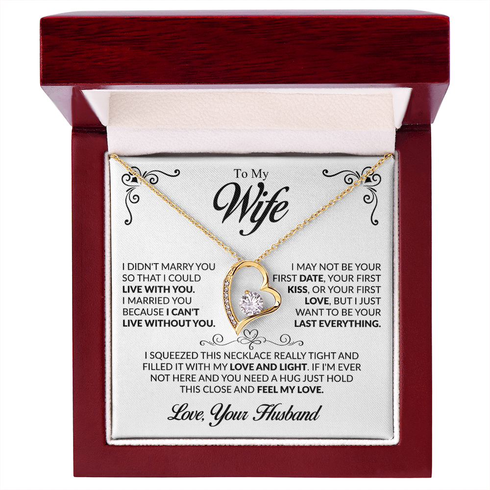 To My Wife I married you because I can't live without you Forever Love Necklace