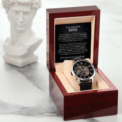 To My Handsome Man From The Moment You Walked Into My Life Men's Openwork Watch