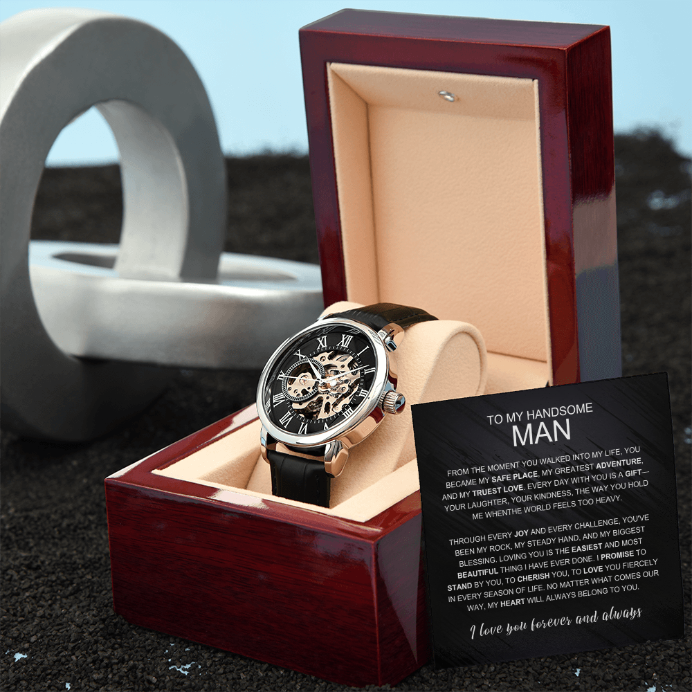 To My Handsome Man From The Moment You Walked Into My Life Men's Openwork Watch