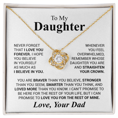 To My Daughter- Never Forget That I Love You Forever Love Dad Love Knot Necklace