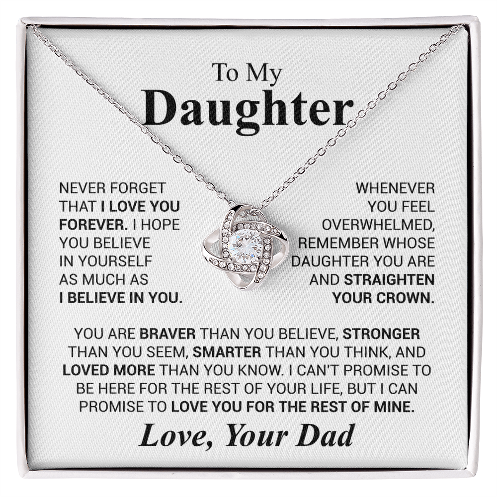 To My Daughter- Never Forget That I Love You Forever Love Dad Love Knot Necklace