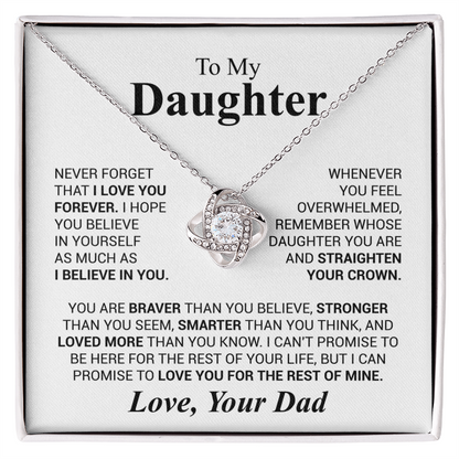 To My Daughter- Never Forget That I Love You Forever Love Dad Love Knot Necklace