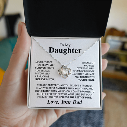 To My Daughter- Never Forget That I Love You Forever Love Dad Love Knot Necklace