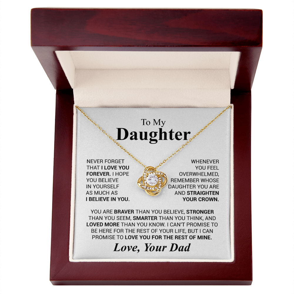 To My Daughter- Never Forget That I Love You Forever Love Dad Love Knot Necklace