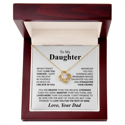 To My Daughter- Never Forget That I Love You Forever Love Dad Love Knot Necklace