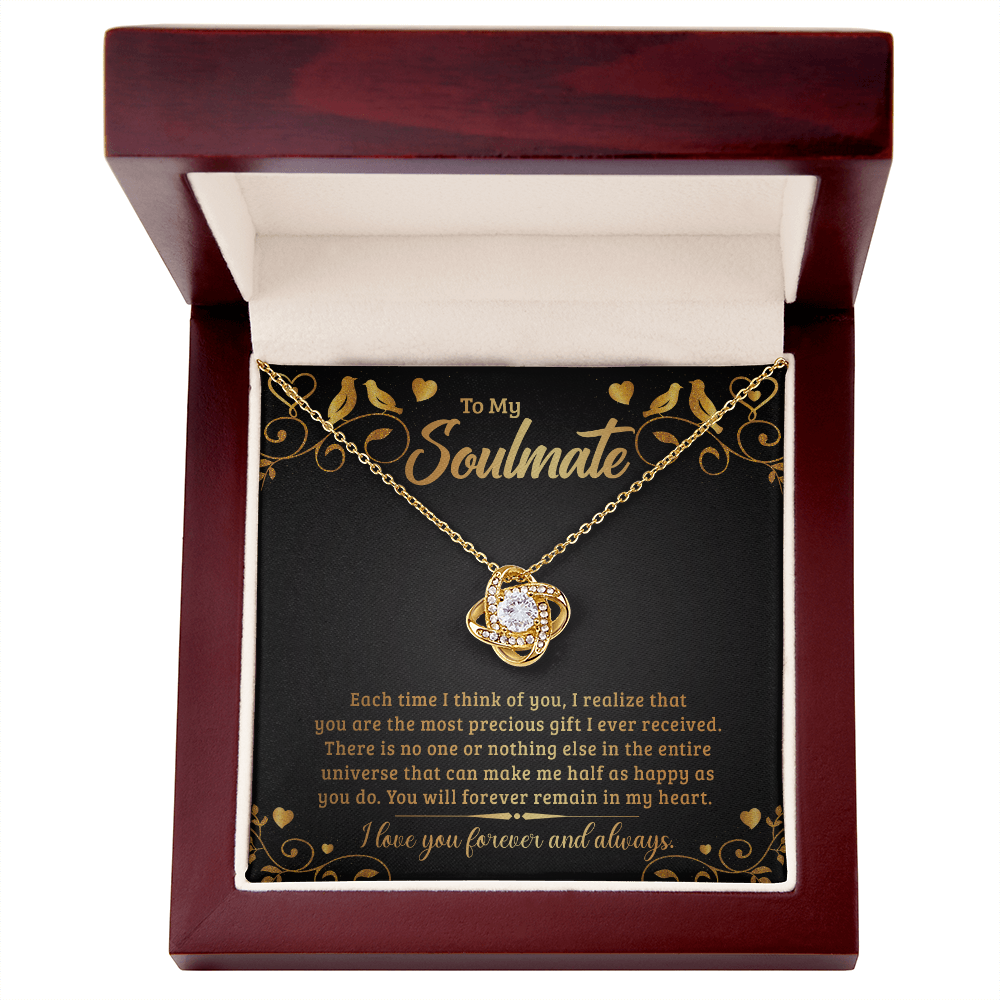 To My Soulmate each time I think of you Love Knot Necklace
