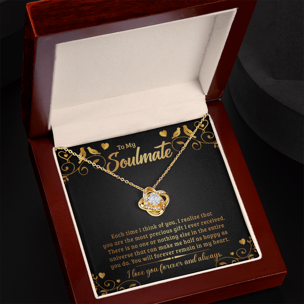 To My Soulmate each time I think of you Love Knot Necklace