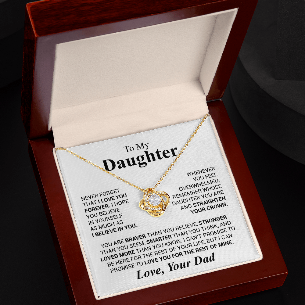 To My Daughter- Never Forget That I Love You Forever Love Dad Love Knot Necklace