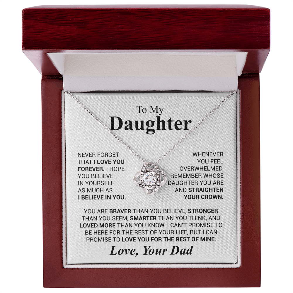 To My Daughter- Never Forget That I Love You Forever Love Dad Love Knot Necklace