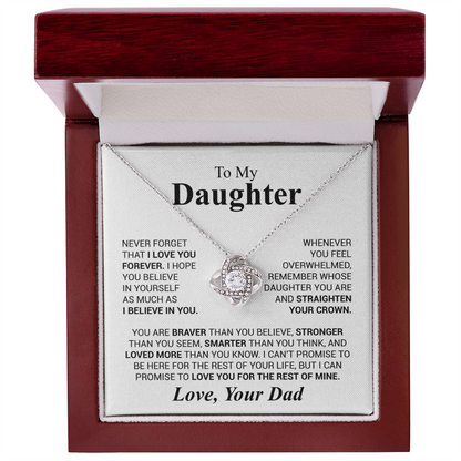 To My Daughter- Never Forget That I Love You Forever Love Dad Love Knot Necklace