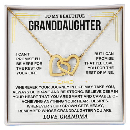 To My Beautiful Granddaughter I Love You Interlocking Hearts Necklace