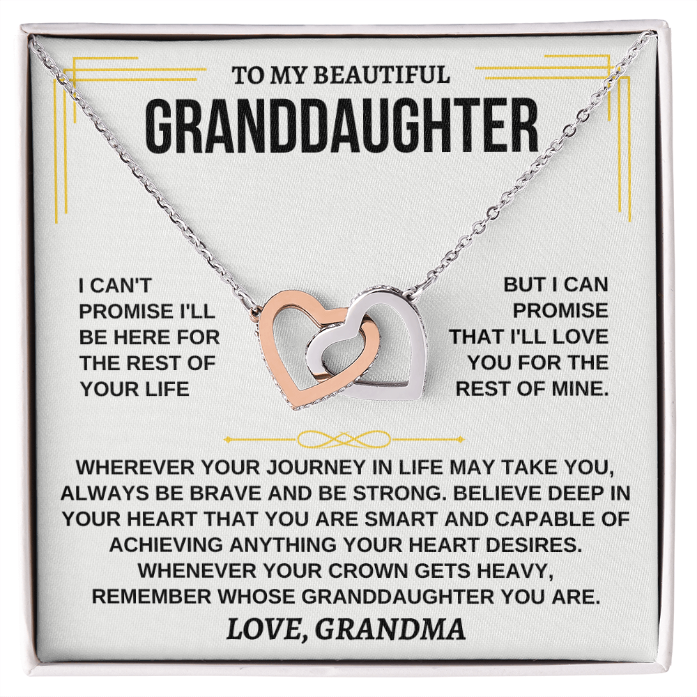 To My Beautiful Granddaughter I Love You Interlocking Hearts Necklace