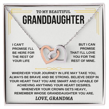 To My Beautiful Granddaughter I Love You Interlocking Hearts Necklace