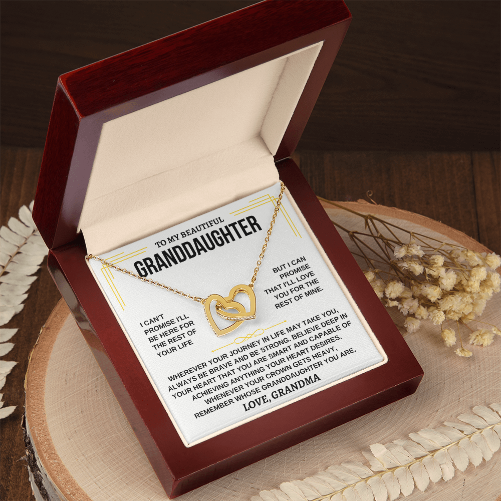 To My Beautiful Granddaughter I Love You Interlocking Hearts Necklace