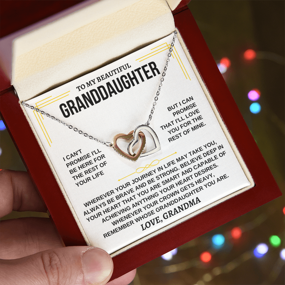 To My Beautiful Granddaughter I Love You Interlocking Hearts Necklace