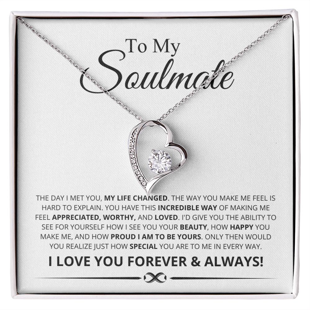 To My Soulmate, The Day I Met You My Life Changed Forever Love Necklace