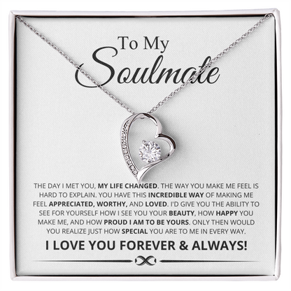 To My Soulmate, The Day I Met You My Life Changed Forever Love Necklace
