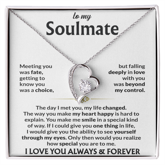 To My Soulmate Meeting You Was Fate Forever Love Necklace