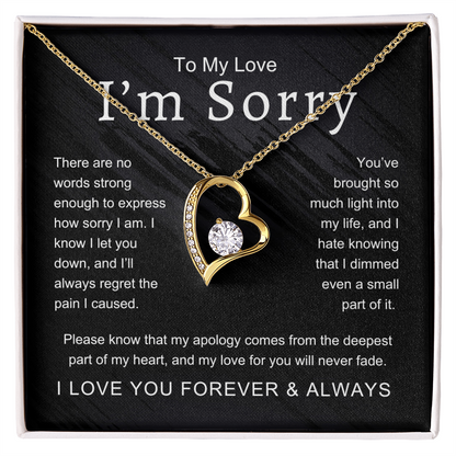 To My Love I'm Sorry There Are No Words Strong Enough Forever Love Necklace