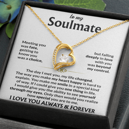 To My Soulmate Meeting You Was Fate Forever Love Necklace