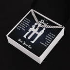 To My Dad From Son - Personalized Engraved Cross Necklace with Cuban Link Chain - Starshine Box