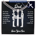 To My Dad From Son - Personalized Engraved Cross Necklace with Cuban Link Chain - Starshine Box