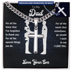 To My Dad From Son - Personalized Engraved Cross Necklace with Cuban Link Chain - Starshine Box