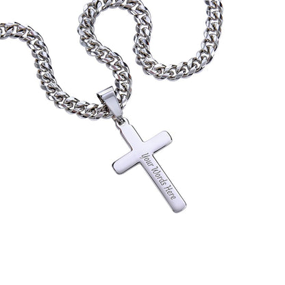 To My Dad - Personalized Cross with Cuban Link Chain