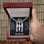 To My Dad From Son - Personalized Engraved Cross Necklace with Cuban Link Chain - Starshine Box