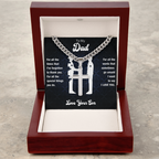 To My Dad From Son - Personalized Engraved Cross Necklace with Cuban Link Chain - Starshine Box