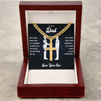 To My Dad From Son - Personalized Engraved Cross Necklace with Cuban Link Chain - Starshine Box