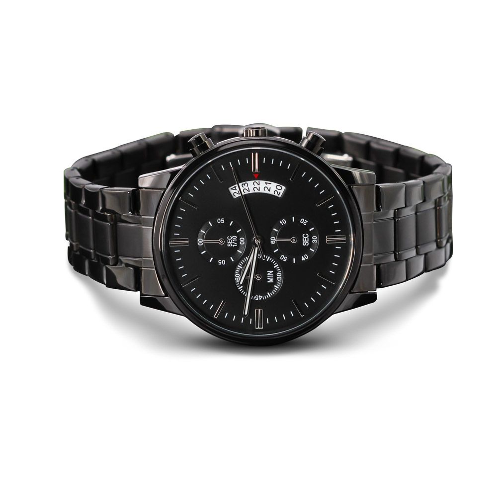 Personalized Engraved Black Chronograph Watch - StarShineBox